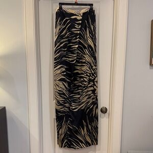 Karen Zambos Black and Beige Zebra-Print Maxi Strapless Vintage Couture Dress